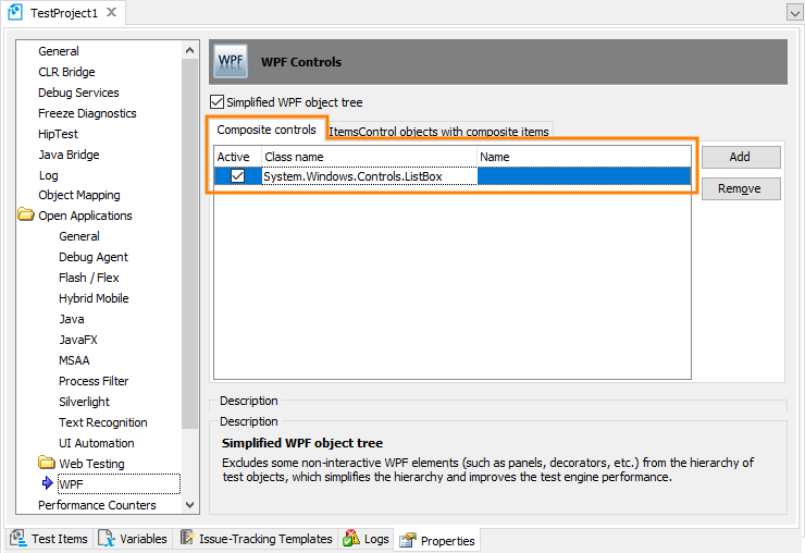 Project Properties: WPF Controls