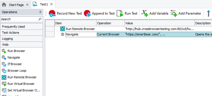 Navigating to web pages from keyword test in cross-platform tests