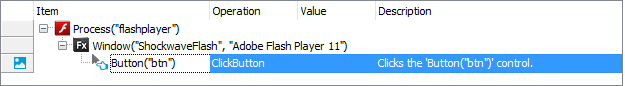 A keyword test operation over a Flash(Flex) object that is not in Name Mapping