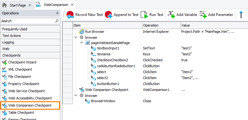 Web Comparison Checkpoint: Adding Web Comparison Checkpoints to Keyword Tests Web Comparison Checkpoint: Adding Web Сomparison Checkpoints to Keyword Tests