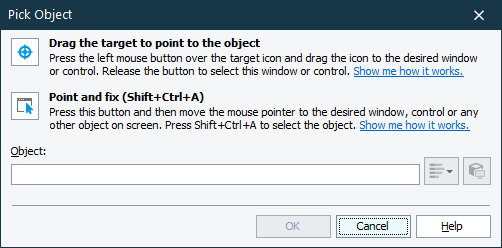 Pick Object dialog