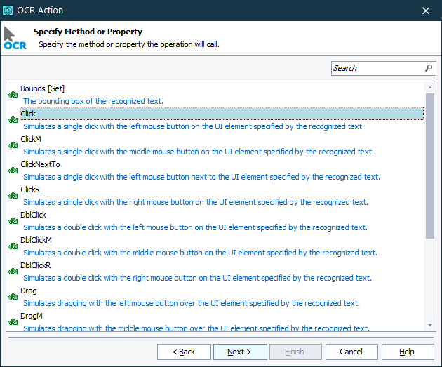 Using OCR in TestComplete keyword tests: Selecting a method to simulate