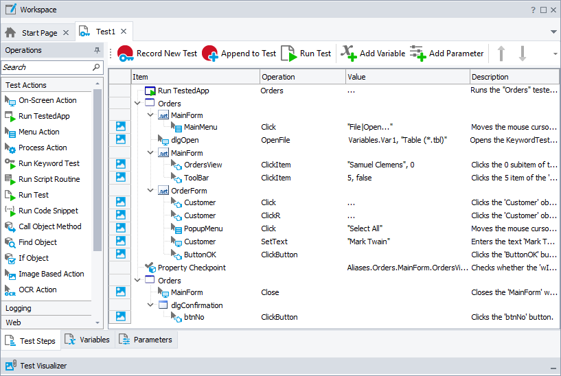 Getting Started With TestComplete (Desktop): The recorded test