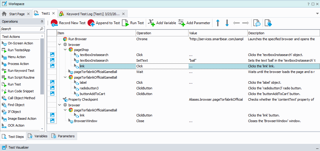 Getting Started with TestComplete (Web): Switching to the command