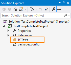 TestComplete integration with Visual Studio: Adding a folder that will store TestComplete project files