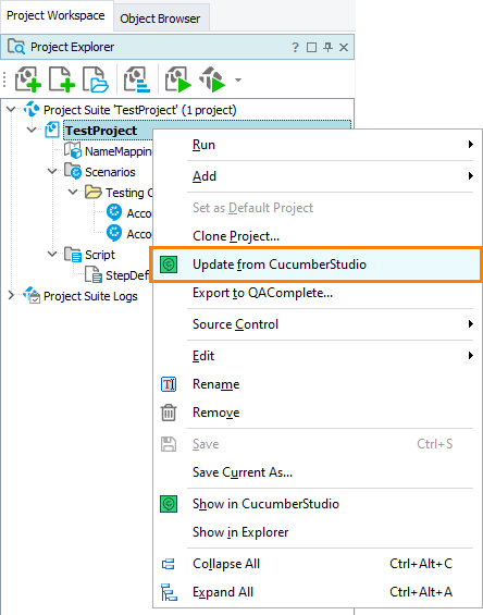 Manual synchronization with CucumberStudio