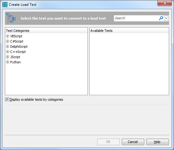 Select Test Dialog