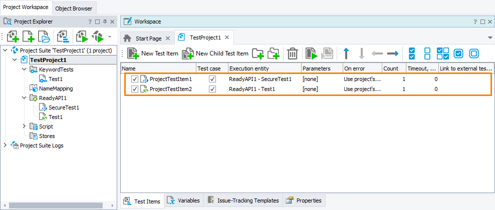 Running SoapUI Tests as Test Items