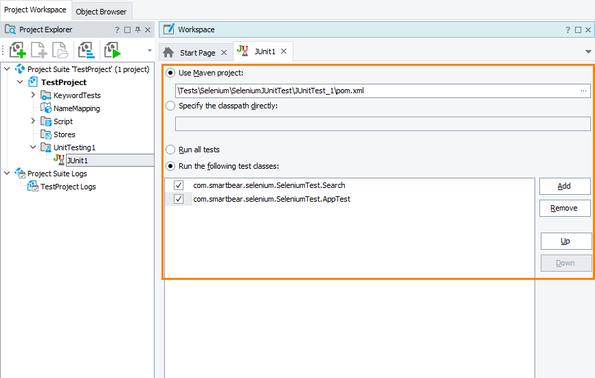 Selenium testing in TestComplete: Configure the Item to Run Your Selenium Test