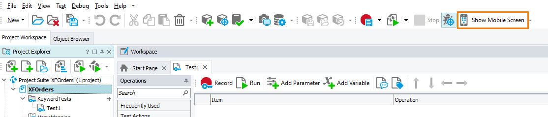 Testing Xamarin.Forms applications tutorial: Show Mobile Screen window