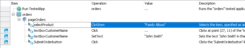 A sample keyword test recorded against an Electron application