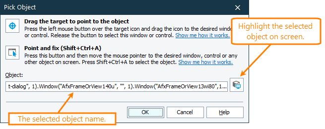 Pick Object dialog