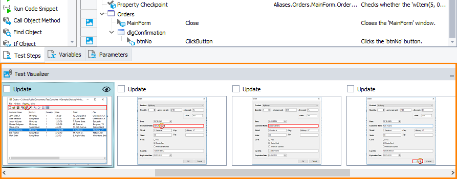 Getting Started With TestComplete (Desktop): Test Visualizer panel