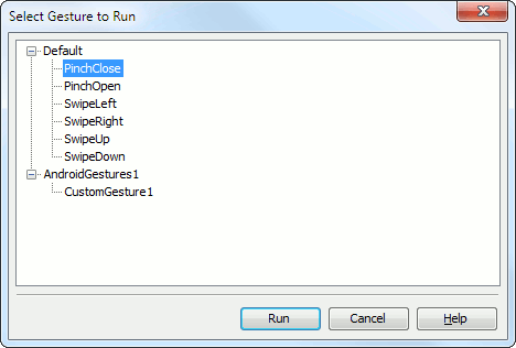 Select Gesture to Run Dialog