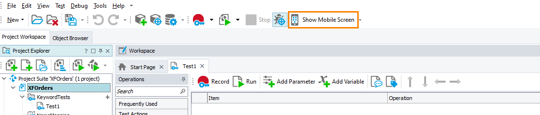 Testing Xamarin.Forms applications tutorial: Show Mobile Screen window