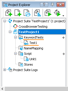 The KeywordTests node in the Project Explorer