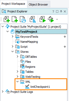 XML collection in the Project Explorer