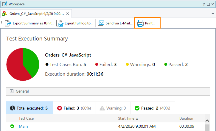 Printing Summary reports