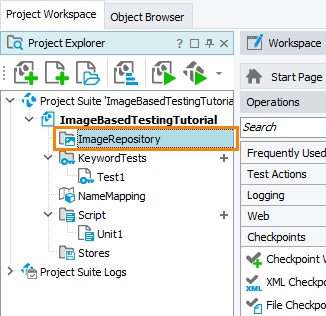 Image-Based Testing Tutorial: Image Repository in project