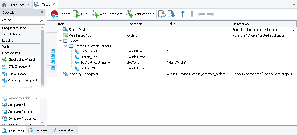 Getting Started With TestComplete (Android): The recorded test