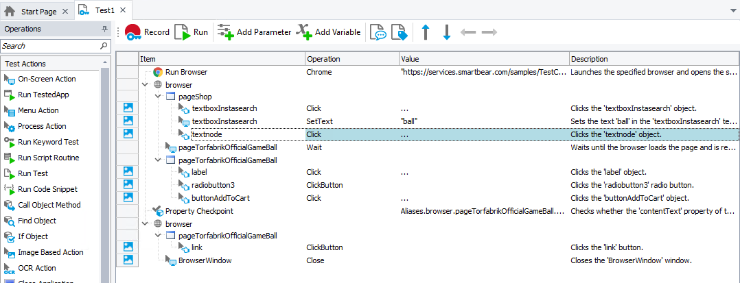 Getting Started with TestComplete (Web): Switching to the command