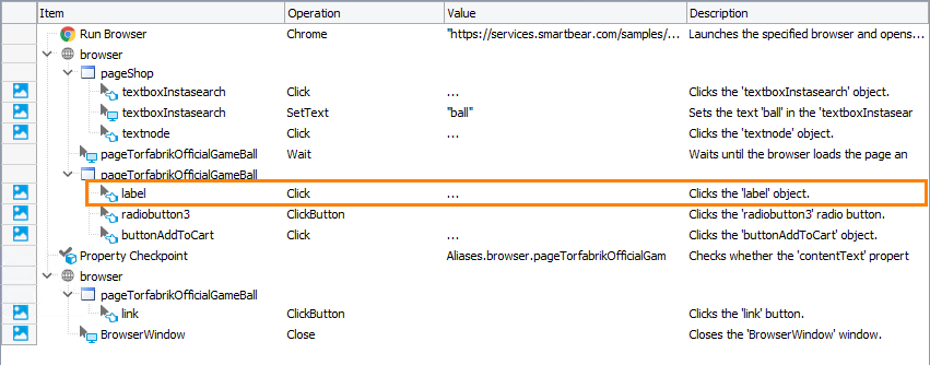 Getting Started with TestComplete (Web): Adjust the coordinates of the operation that simulates a click in the search results list