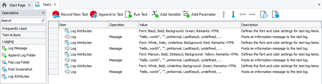 Custom Operation in a Keyword Test