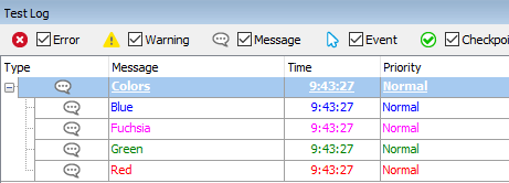 Results of the Log Attributes operation