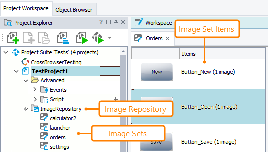 Image-Based Testing: Image Repository and Image Set items