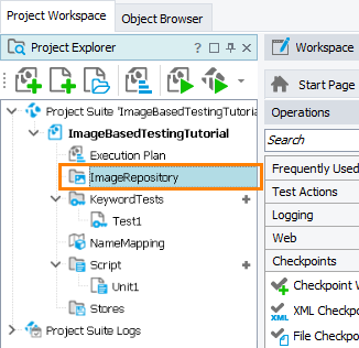 Image-Based Testing Tutorial: Image Repository in project