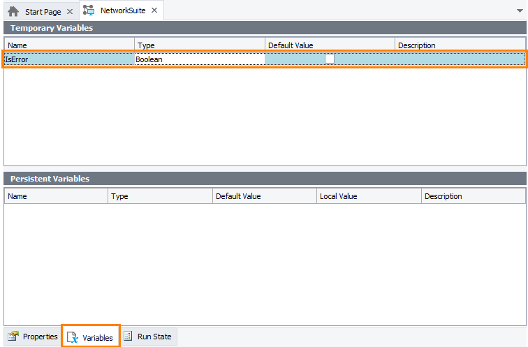 Creating a network variable