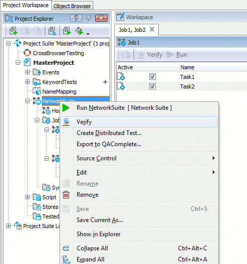 Verifying the network suite