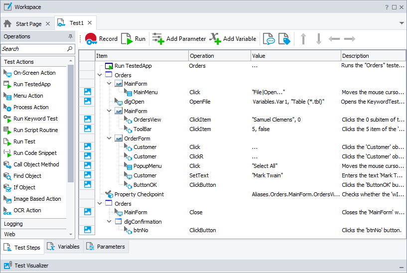 Getting Started With TestComplete (Desktop): The recorded test