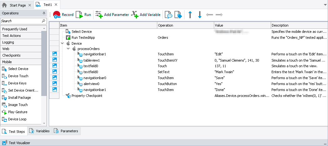 Getting Started With TestComplete (iOS): The recorded test