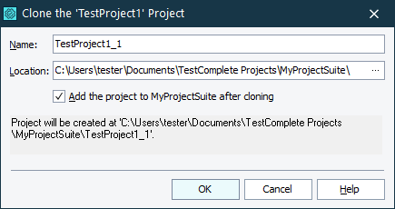 Clone Project Dialog