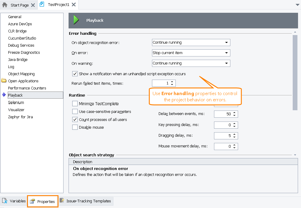 Runtime properties of a project Runtime properties of a project