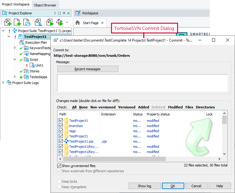 TortoiseSVN Native Dialog in TestComplete TortoiseSVN Native Dialog in TestComplete