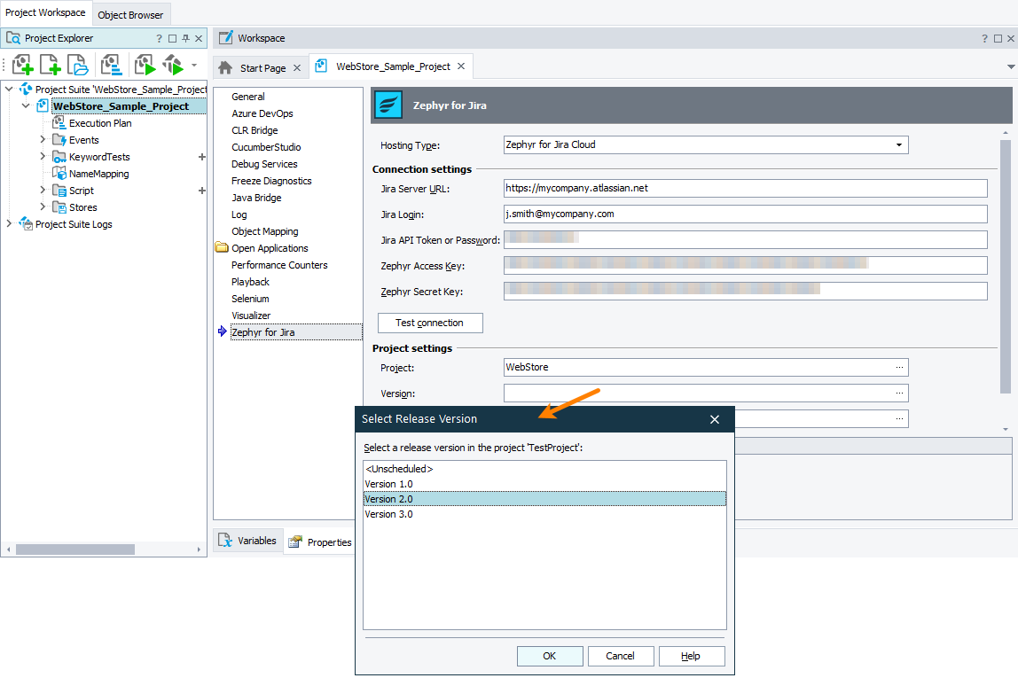 Selecting a Jira project’s release version Selecting a Jira project’s release version