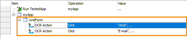 Simulate OCR-based user actions in keyword tests