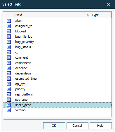 Select Field Dialog