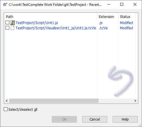 Reverting files via TortoiseGit Revert dialog