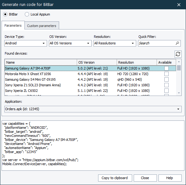 Generate run code for BitBar dialog Generate run code for BitBar dialog