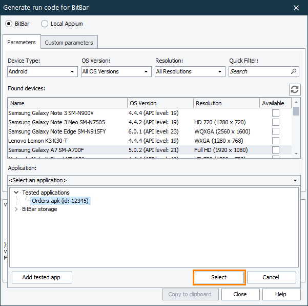 Getting the app ID in the Generate Run Code dialog Getting the app ID in the Generate Run Code dialog