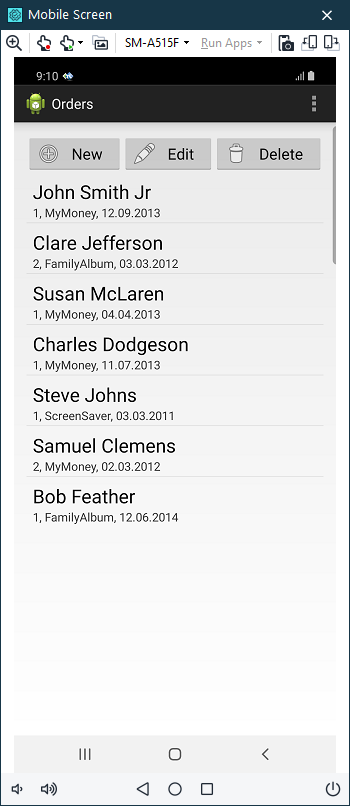 View your tested mobile application in the Mobile Screen window View your tested mobile application in the Mobile Screen window