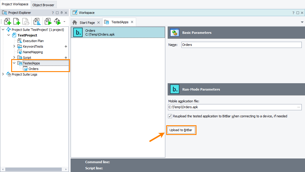 Uploading a mobile application to the BitBar Files Library from the Tested Applications collection Uploading a mobile application to the BitBar Files Library from the Tested Applications collection