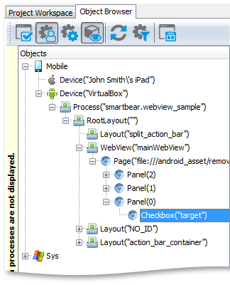 Hybrid Application Controls in the Object Browser Hybrid application controls in the Object Browser