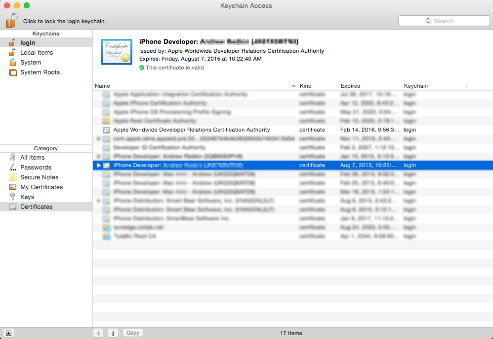 The Certificates category Certificates category