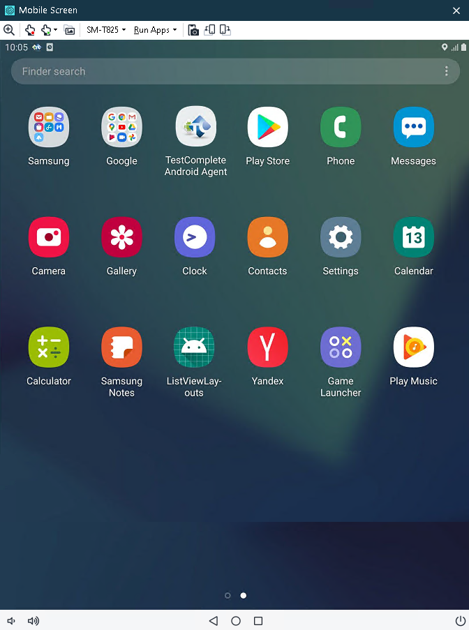 The TestComplete Mobile Screen window TestComplete Mobile Screen window