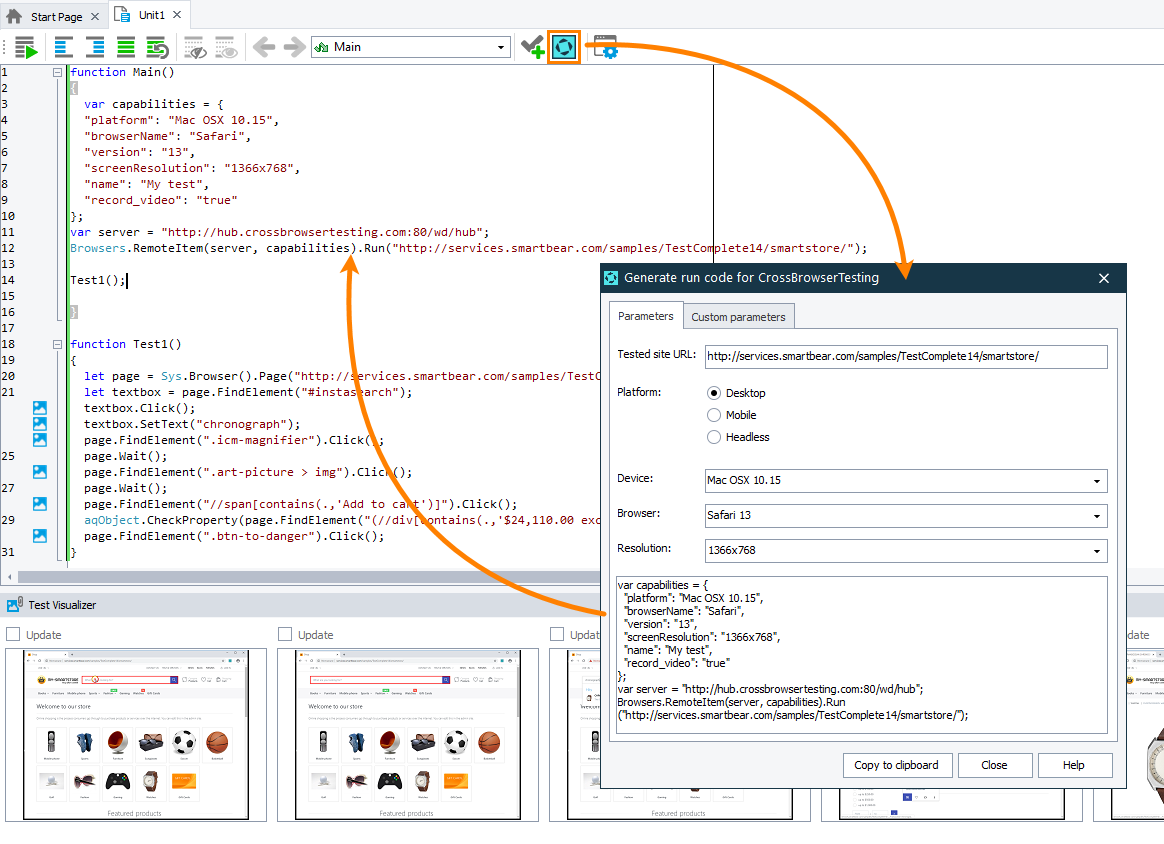 Adding code that runs a CBT browser to a script Adding code that runs a CBT browser to a script