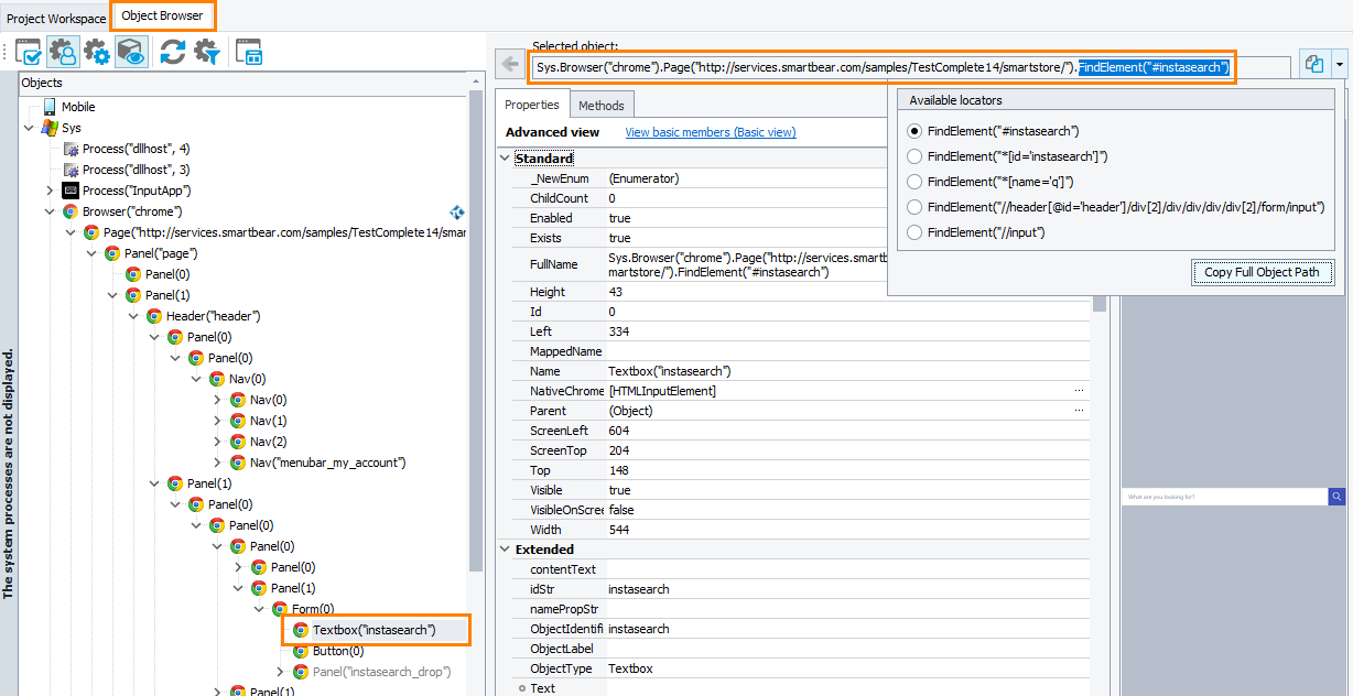 Addressing web objects by using FindElement method in Object Browser Addressing web objects by using FindElement method in Object Browser